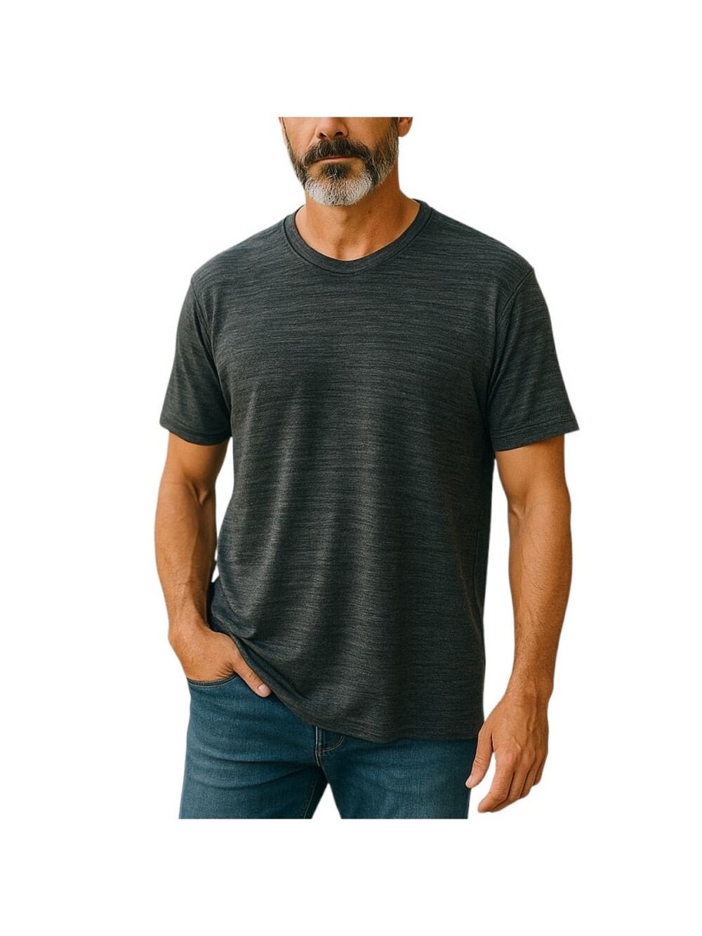 Folk Clothing Men's Cotton Blend Gray Short Sleeve T-Shirt